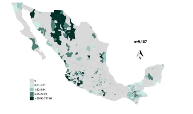 Así se pinta la República Mexicana de contagios de sarampión. Foto: SSA