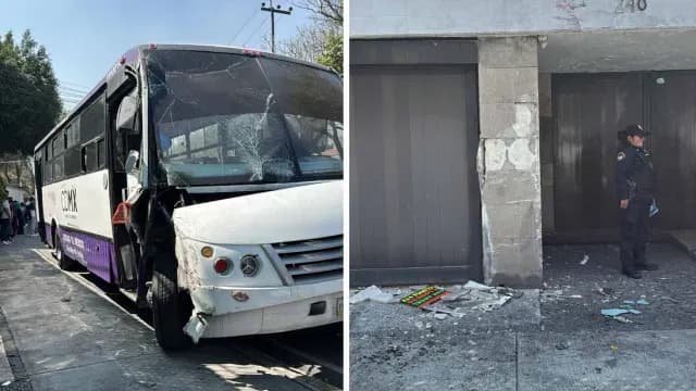 Choque de camión del transporte público en CDMX. Foto: N+