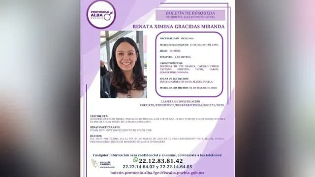 La mujer mide 1.60 y es de tez blanca. No ha regresado a su casa. Foto: FGE Puebla