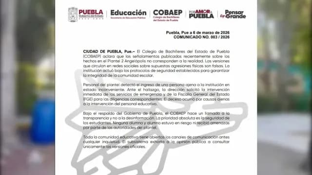 Aclara Colegio de Bachilleres la causa de muerte de un hombre en las instalaciones. Foto: COBAEP