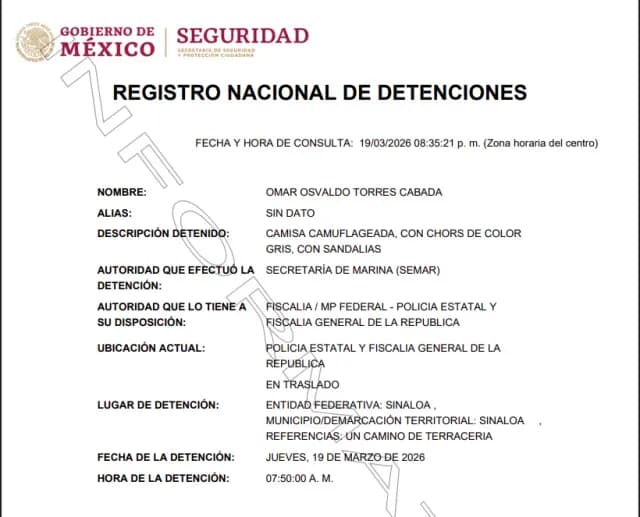 Omar Osvaldo "N", alias "El Trono". Foto: Registro Nacional de Detenciones