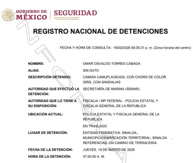 Detención "El Trono" en Sinaloa.