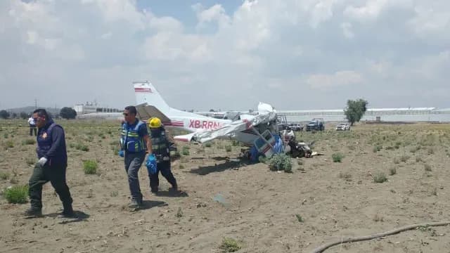 Así luce la avioneta que se desplomó en Huejotzingo. Foto: N+