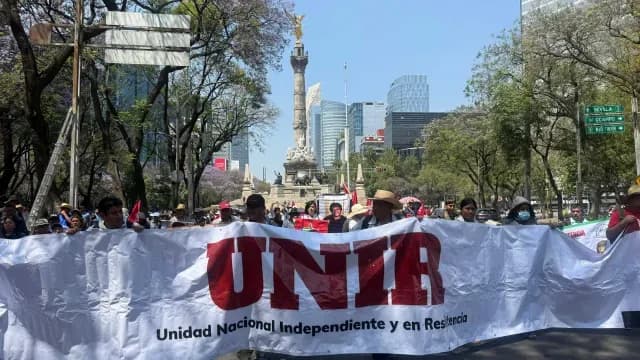 Marcha de hoy de la Unidad Nacional Independiente en Resistencia, en Reforma. Foto: N+