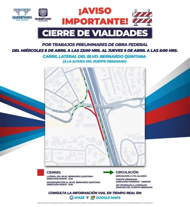 Cierres Viales en Querétaro por Obras del Tren
