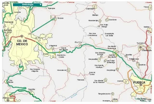 Ruta de la autopista México-Puebla. Foto: SICT