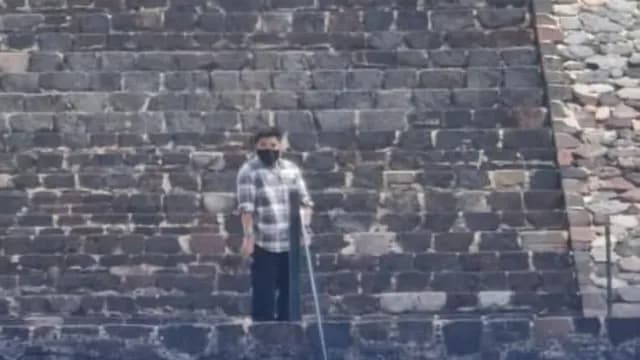 Agresor en Teotihuacán, 20 de abril de 2026. Foto: Cuartoscuro
