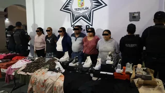 Seis detenidos por robo de mercancía en tienda departamental de Puebla. Foto: SSP Teziutlán