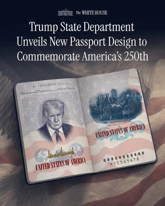 Imagen del nuevo pasaporte con el rostro de Donald Trump