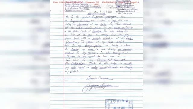 Carta de puño y letra y firmada por Joaquín Guzmán Loera