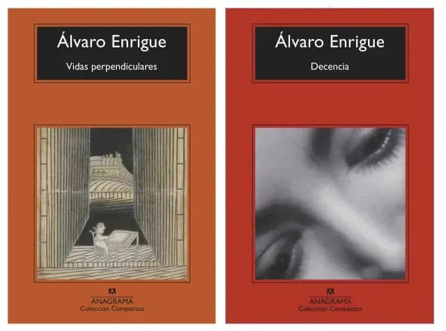 Portadas de Vidas perpendiculares y Decencia, de Álvaro Enrigue