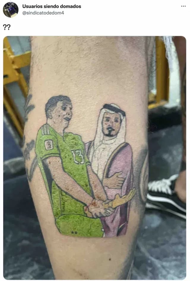 Tatuaje de la criticada celebración de Dibu Martínez