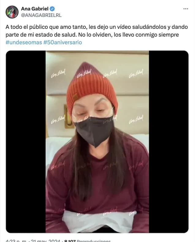 Ana Gabriel cancela concierto
