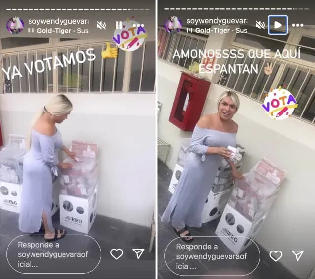 Wendy Guevara en una casilla en León, Guanajuato