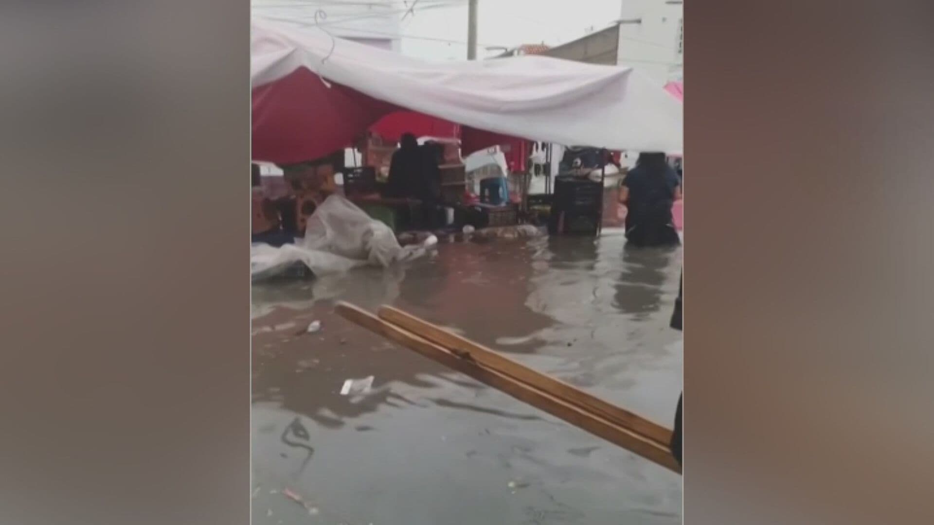 ¡Todo Flotando! Tormenta Arrasa con el Tianguis La Floresta y Deja Atrapados a Comerciantes