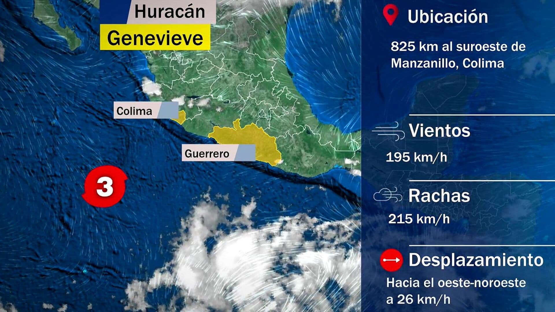 Huracán Genevieve Alcanzó Categoría 3 en el Pacífico; No Representa Riesgo para México