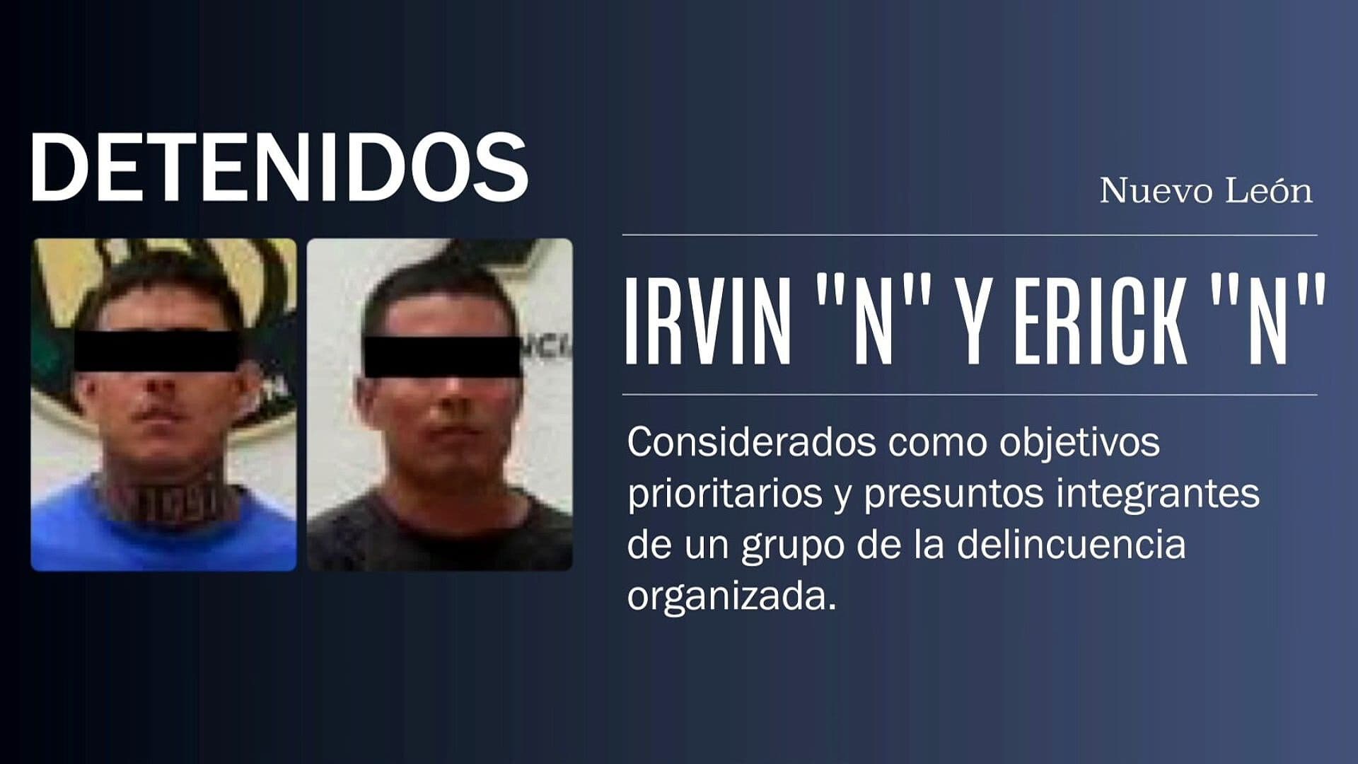 Detienen a Dos Presuntos Integrantes del Crimen Organizado en Monterrey, Nuevo León