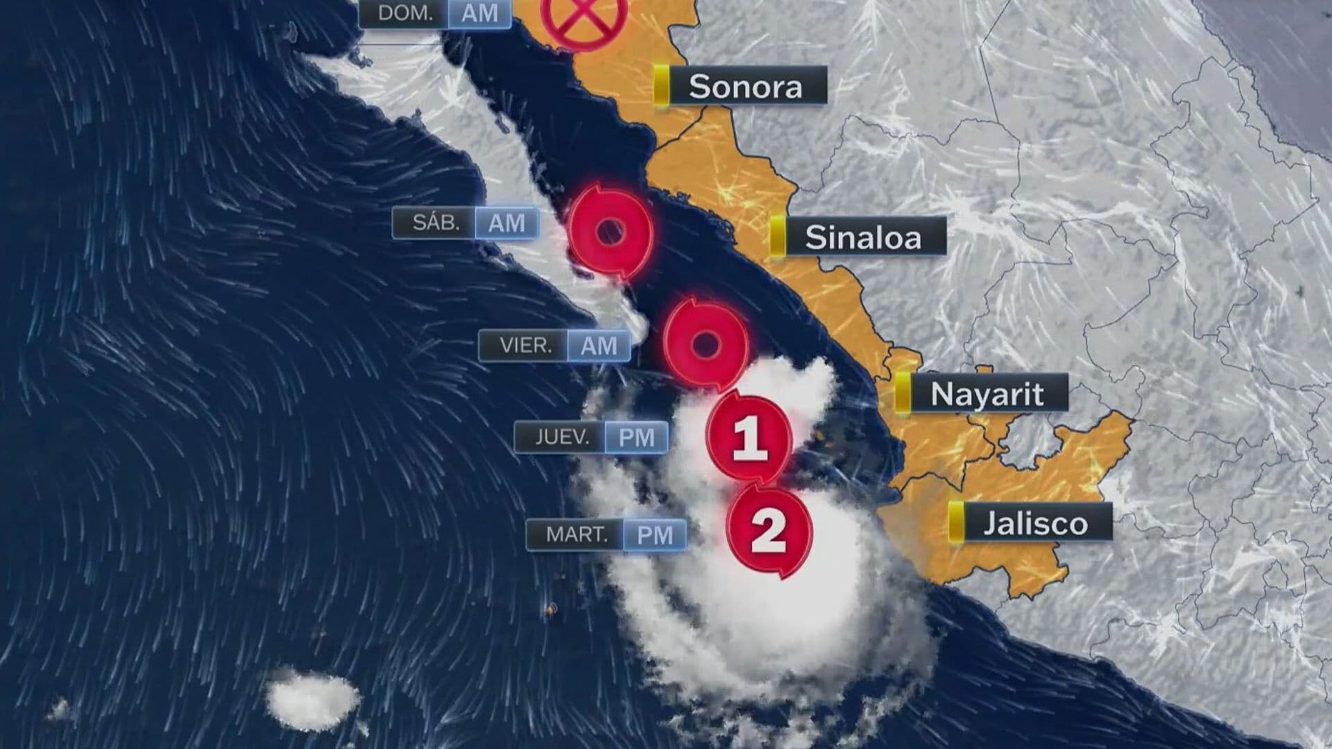 Huracán Simon se Intensifica a Categoría 2 Frente a Costas Mexicanas
