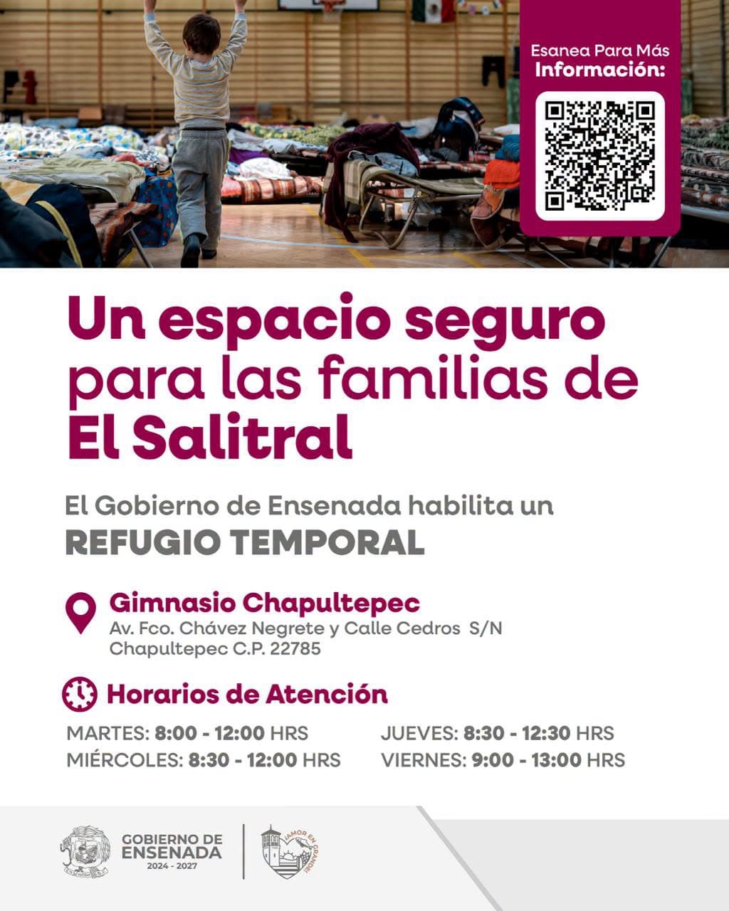 Ante marea alta en El Salitral, abren refugio temporal en el Gimnasio de Chapultepec