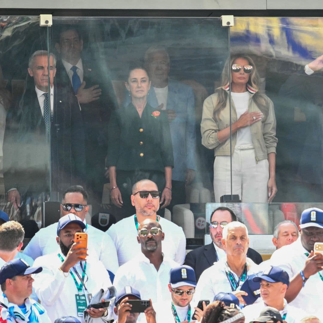 Sheinbaum, Trump y Carney en la Final del Mundial 2026. Foto: AFP