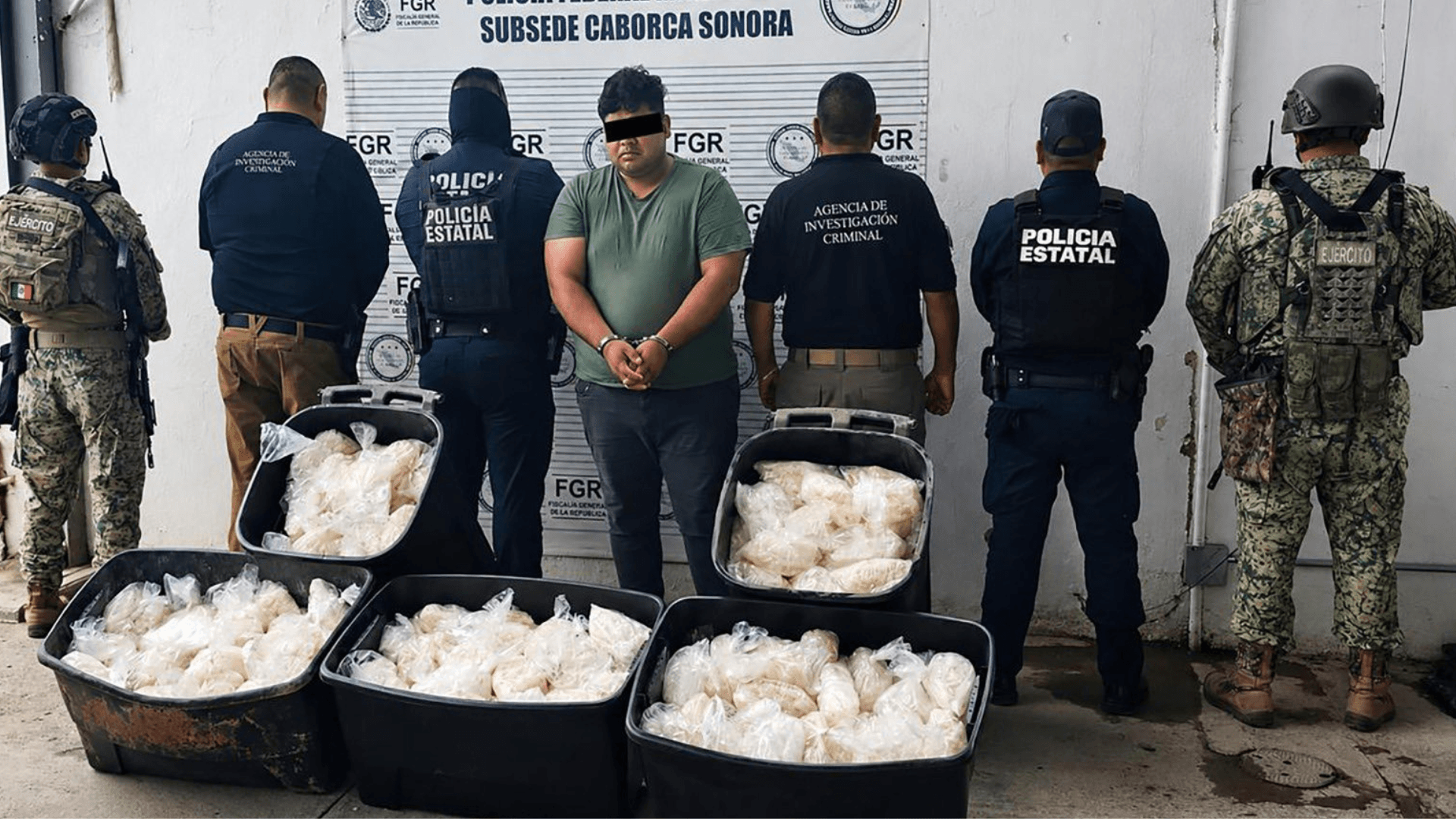 Aseguran Alrededor de 200 Kilogramos de Metanfetamina en Tractocamión de Paquetería en Sonora