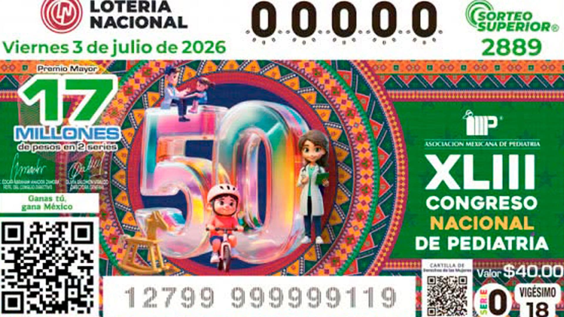 Cae en Torreón Premio Mayor de la Lotería Nacional del Sorteo Superior 2889