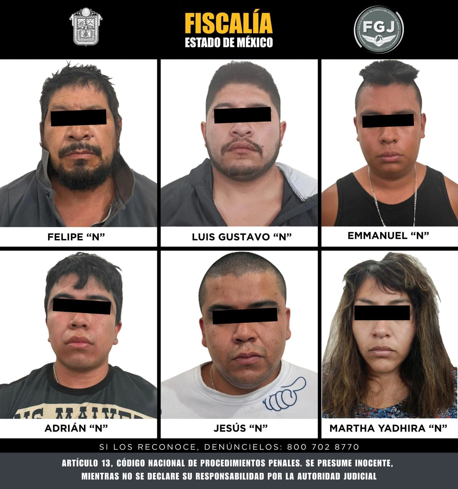Fiscalía Detiene a 6