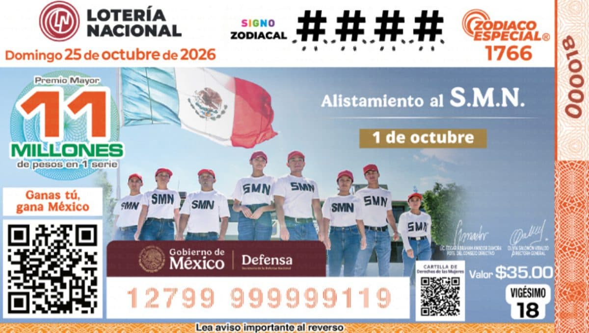 Billete Lotería Nacional 25 de Octubre 2026.