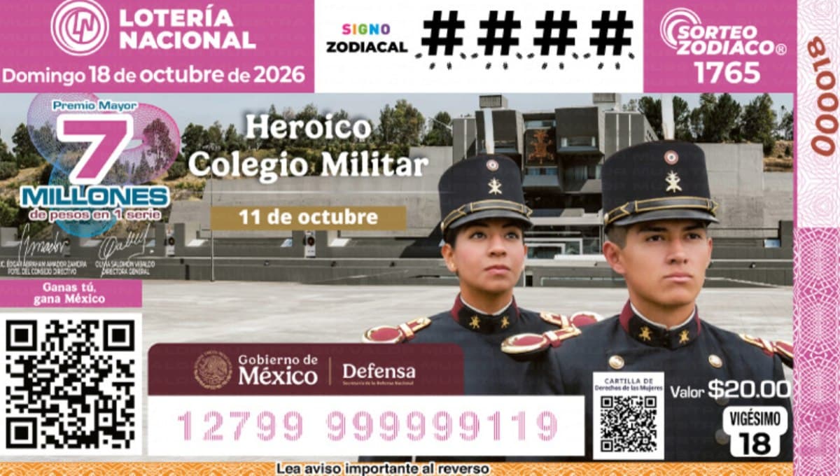 Billete Sorteo Zodiaco 1765 de la Lotería Nacional 18 de Octubre 2026.