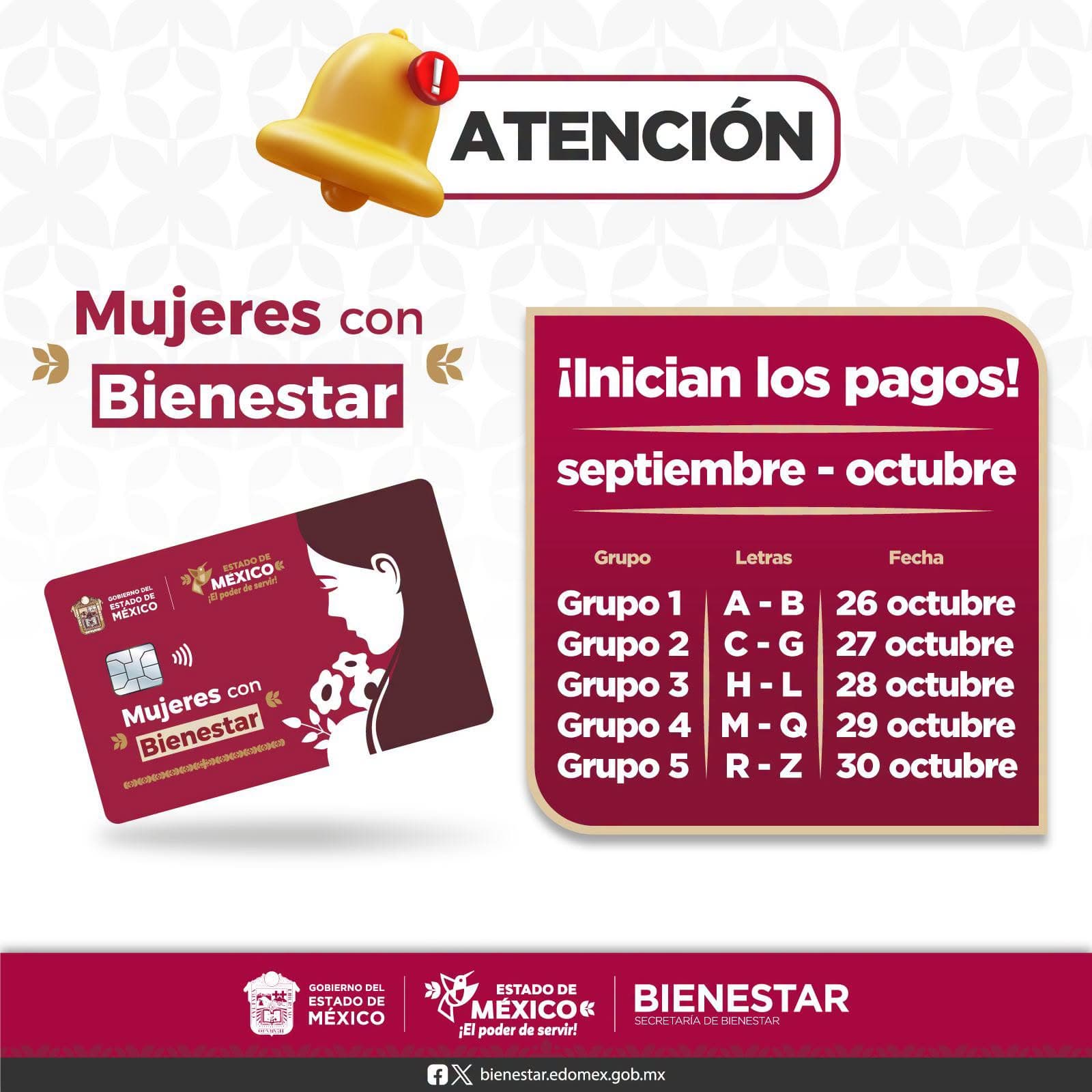 Calendario Mujeres con Bienestar octubre 2026