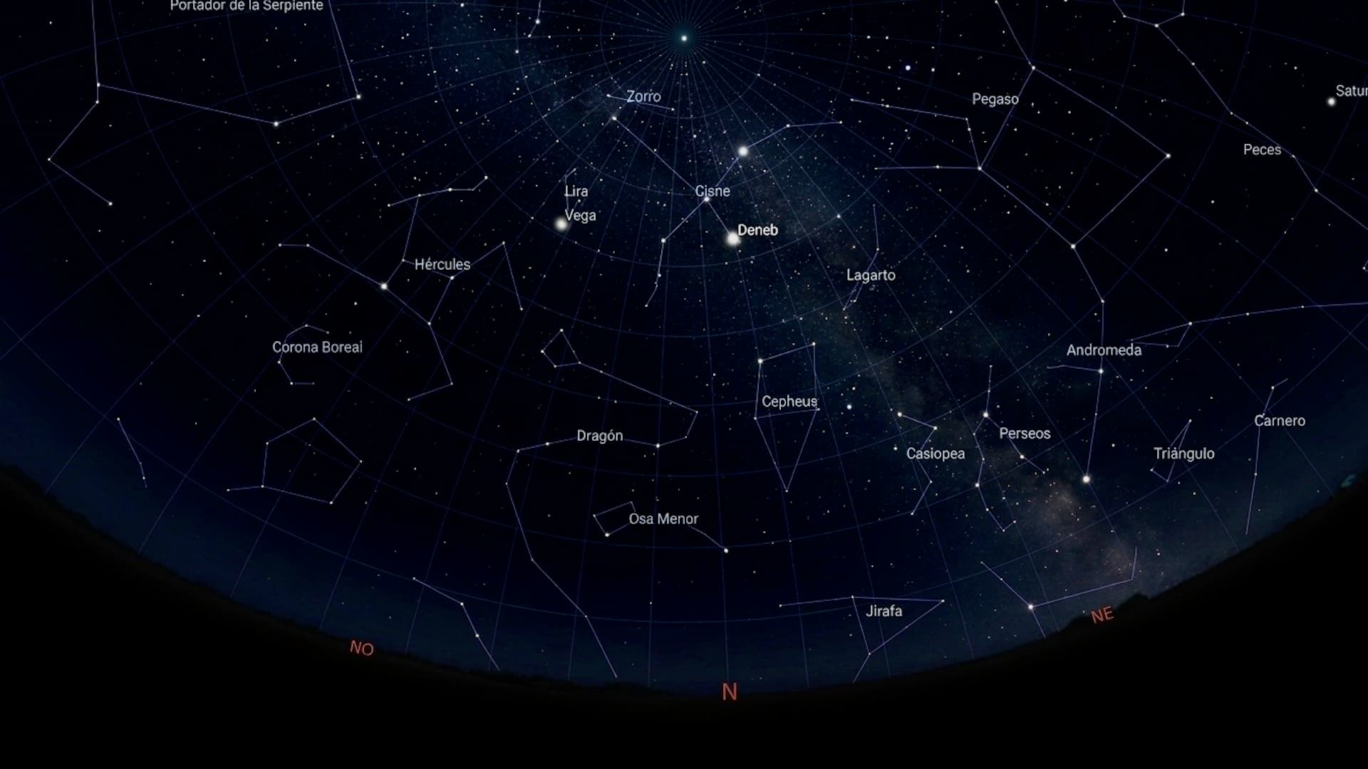 Ilustración de las estrellas y constelaciones en el cielo de México el 3 de octubre