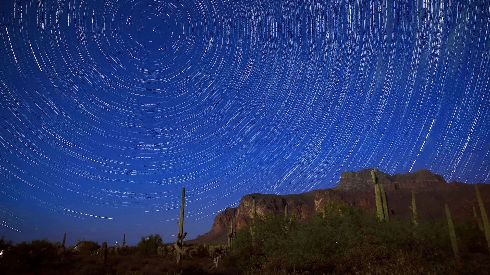 Lluvia de estrelas en el desierto