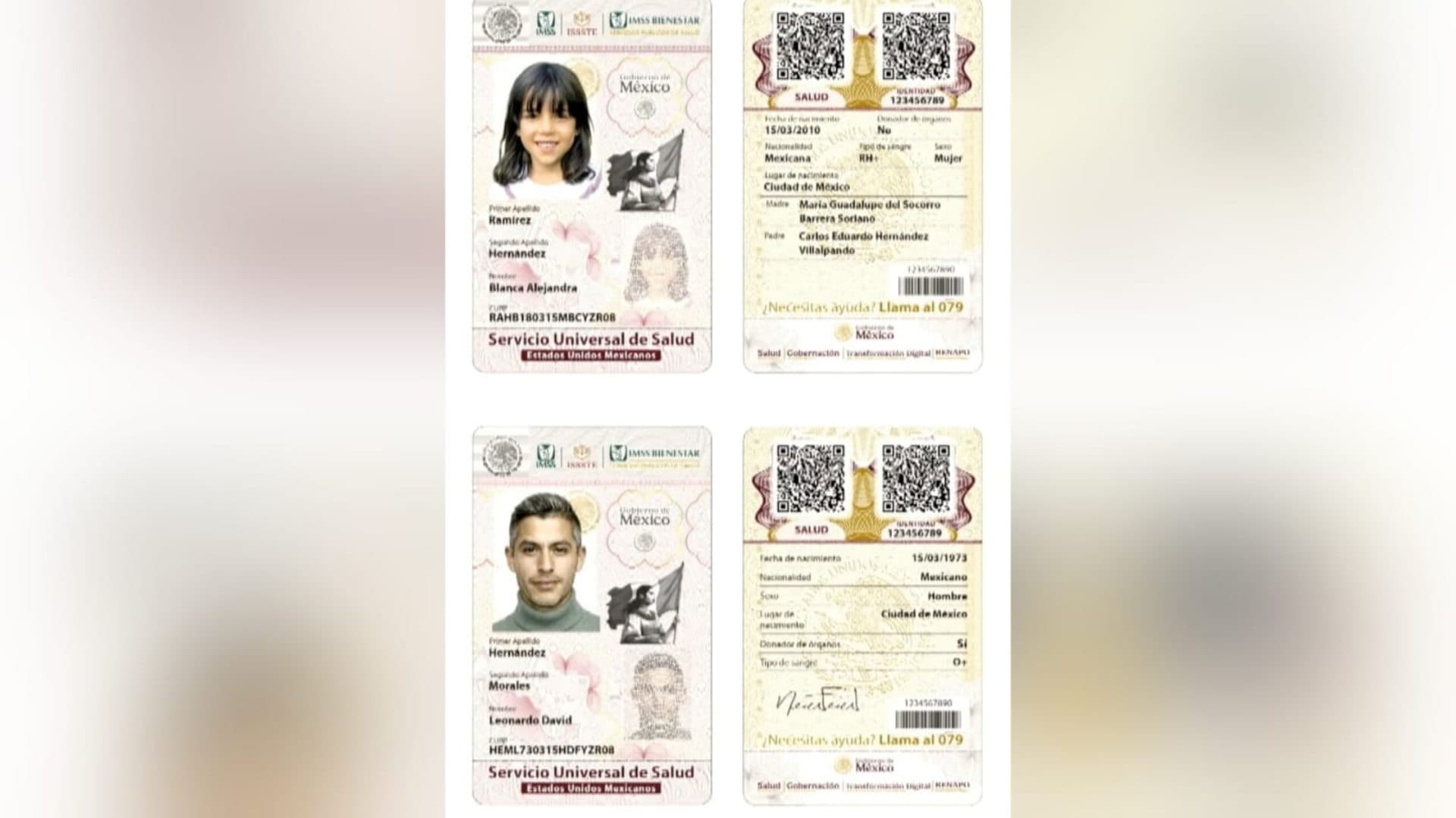 Ejemplo de la credencial del Servicio Universal de Salud. Foto: Captura de pantalla