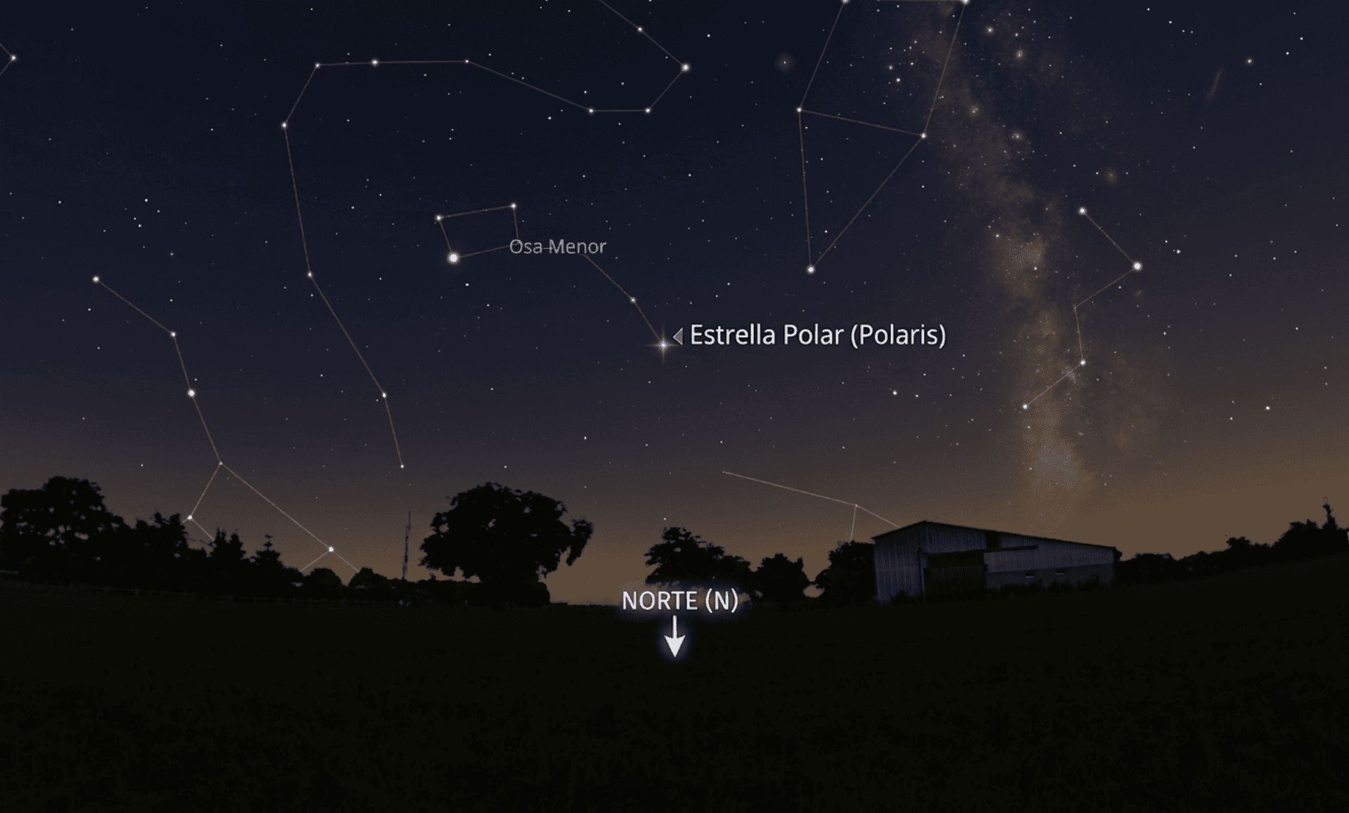 Ilustración de Polaris y la Osa Menor