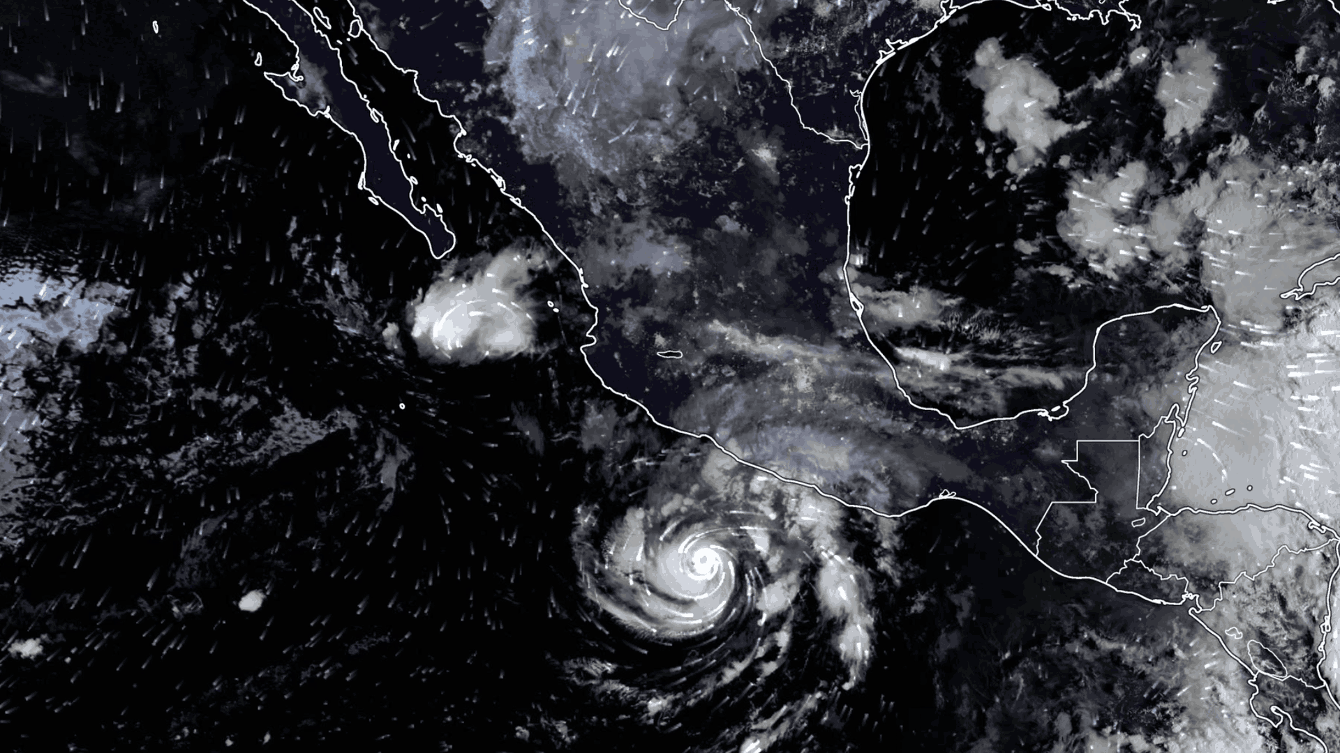Vista satelital del huracán Trudy en el Pacífico el 16 de octubre 2026.