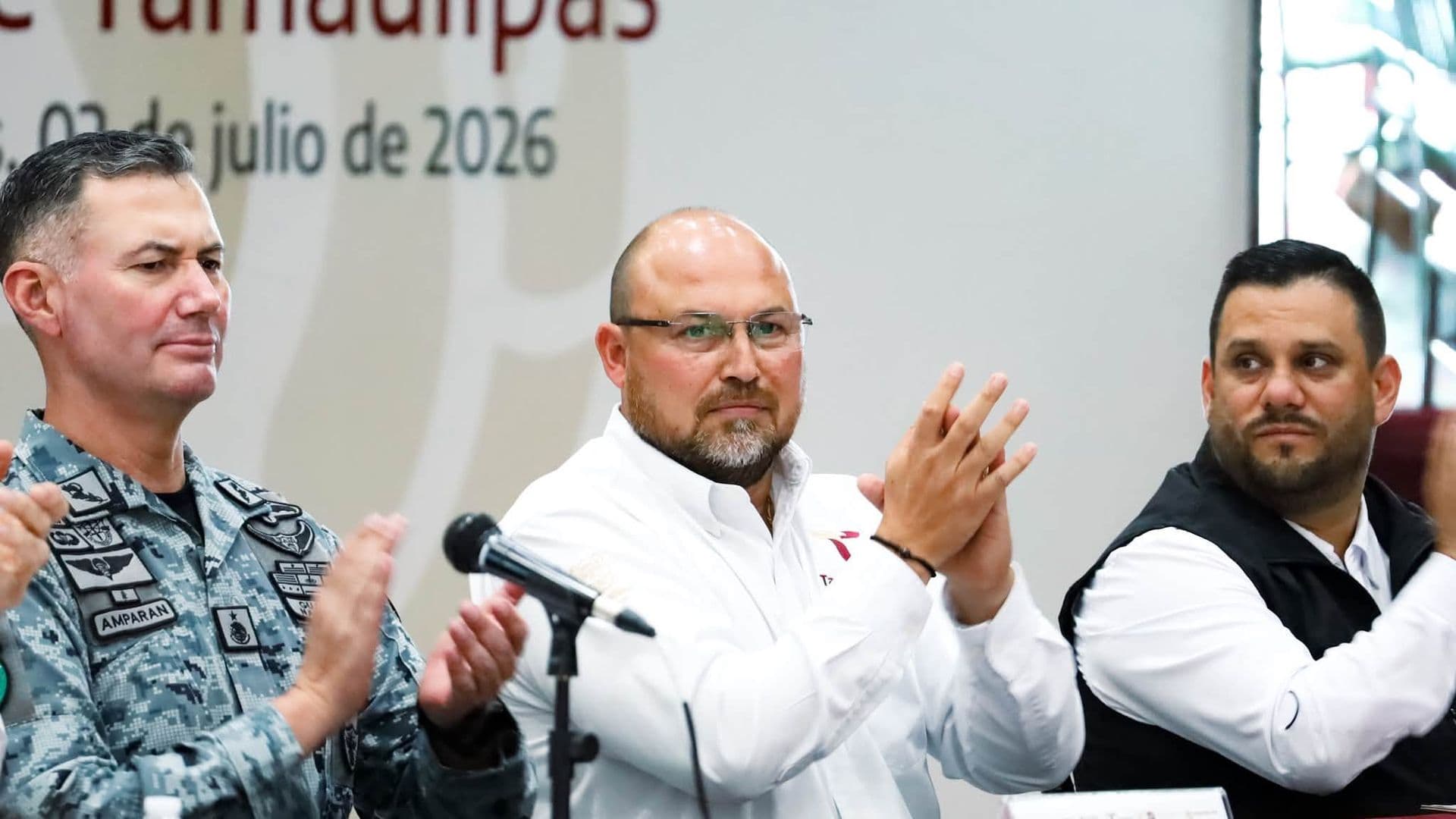 Héctor Villegas el 2 de julio 2026 durante evento sobre Protección Civil en Tamaulipas