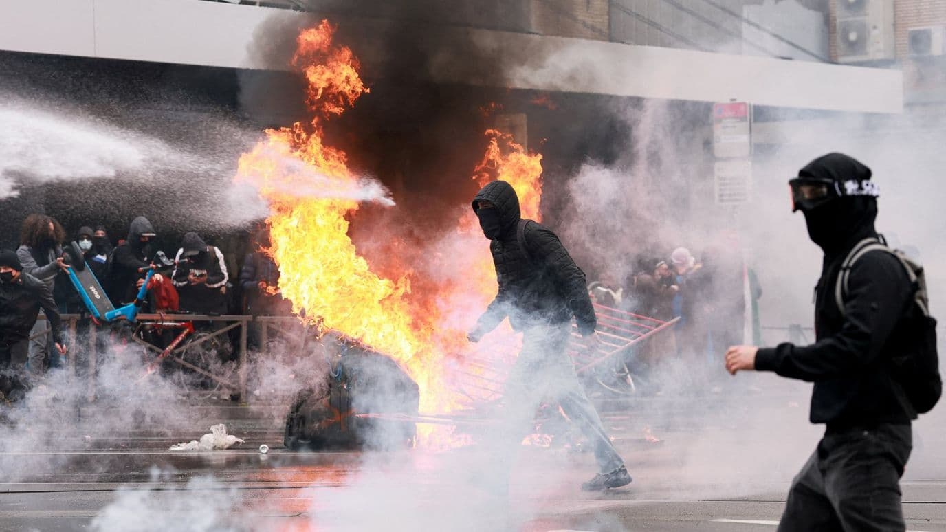 Manifestación contra medidas de austeridad y recortes presupuestarios en Bruselas, Bélgica. Foto: Reuters