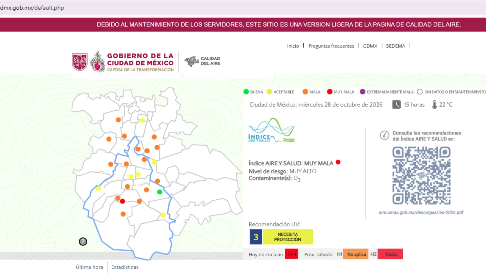 Muy Mala Calidad del Aire en CDMX y Edomex este 28 de octubre 2026