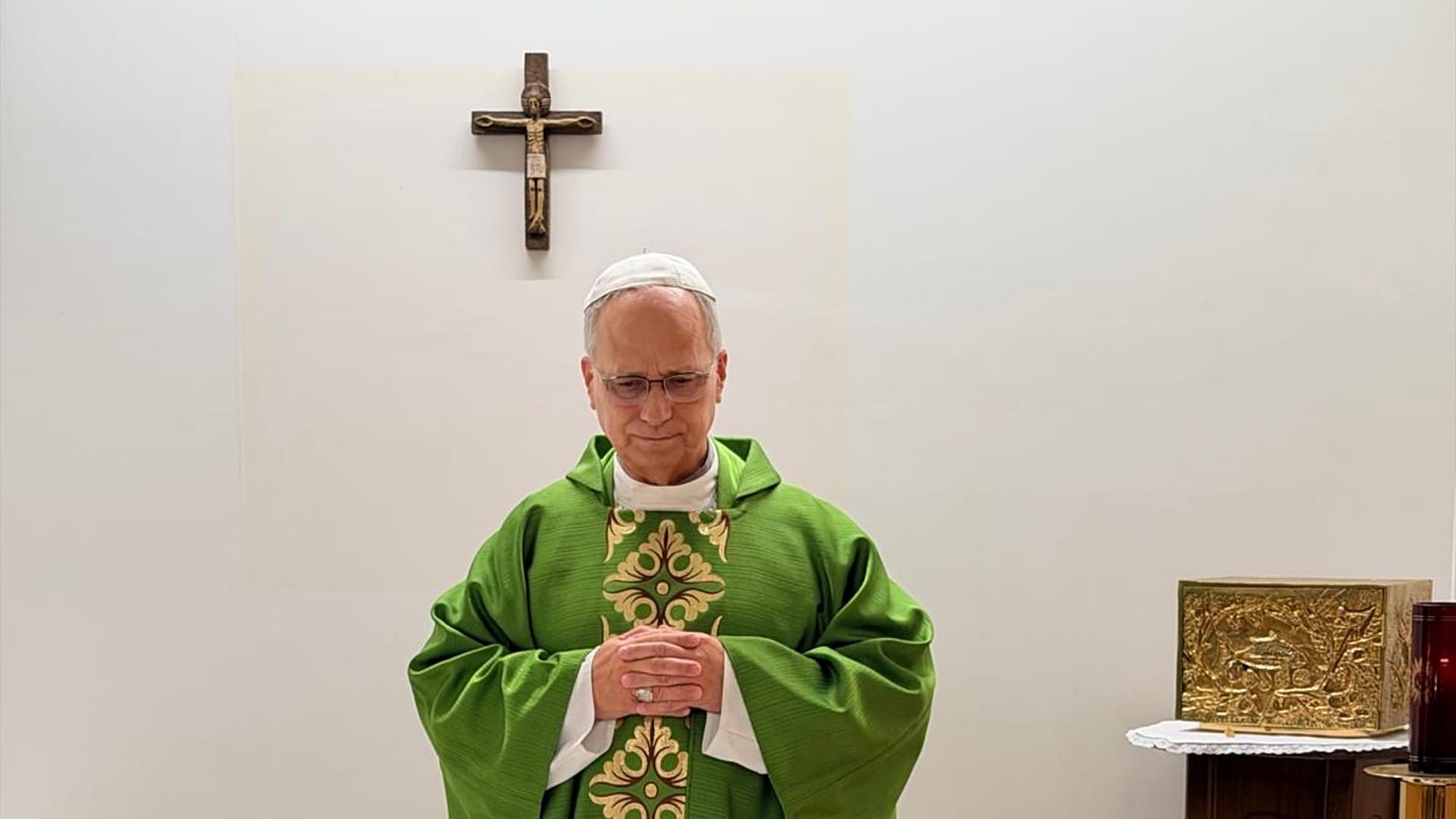 Papa León XIV celebra misa en hospital donde fue operado. Foto: Vatican media