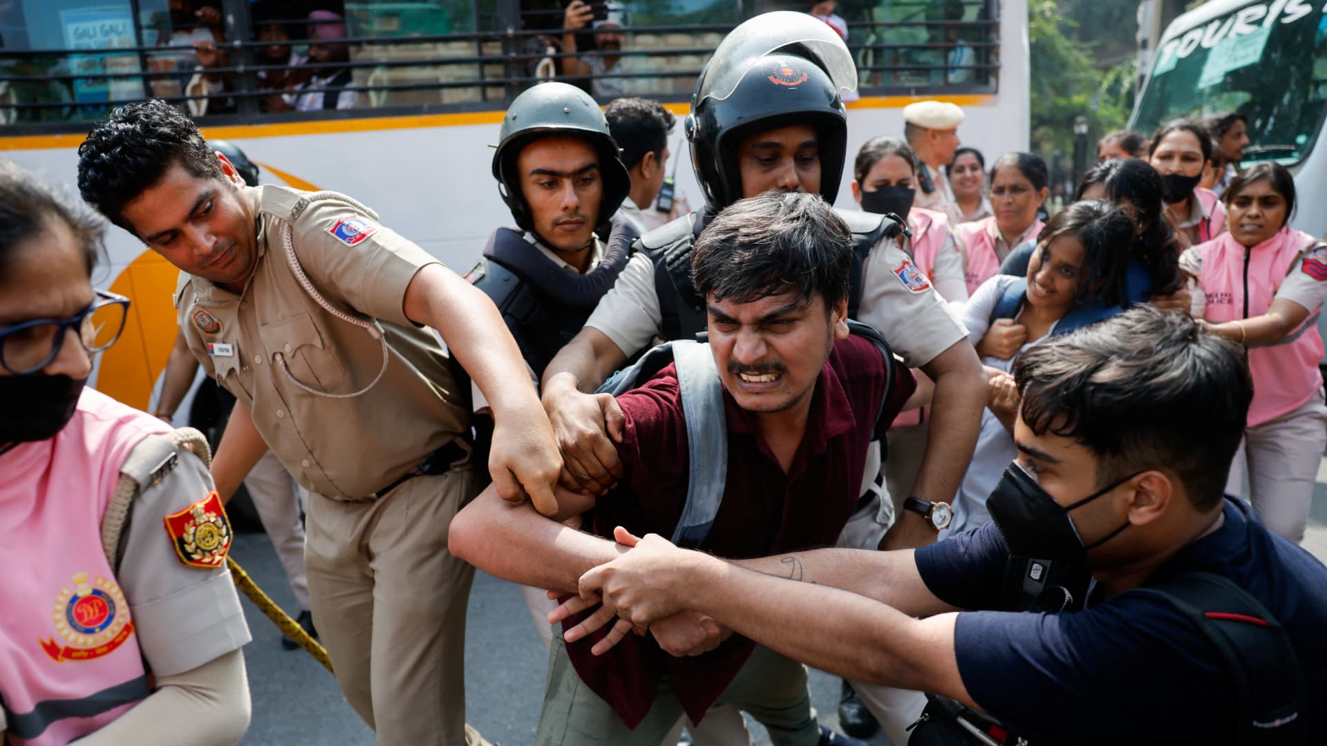 La policía impidió que se realizará una manifestación en Nueva Delhi