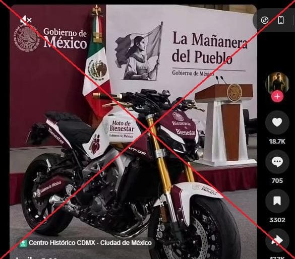 La publicación del falso programa Motos del Bienestar
