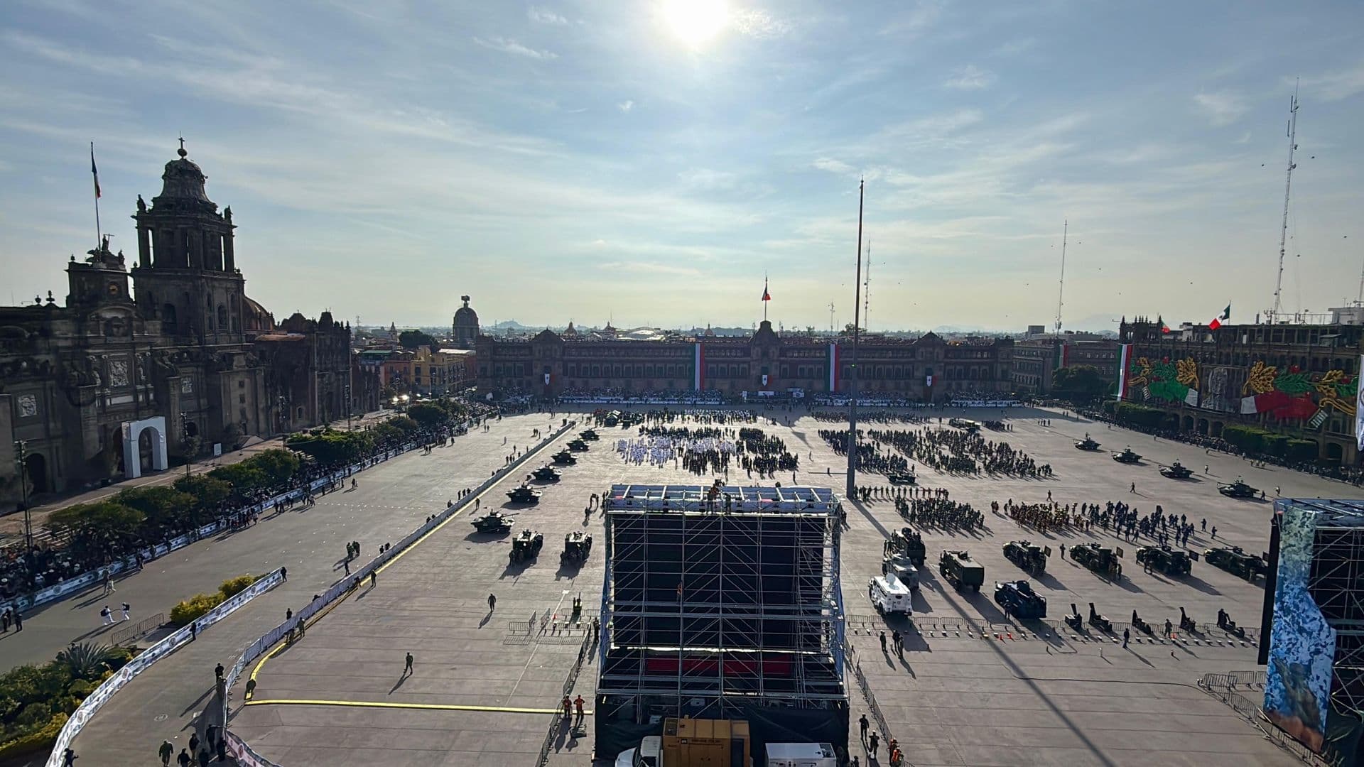 Así luce el Zócalo CDMX previo al Desfile del 16 de septiembre