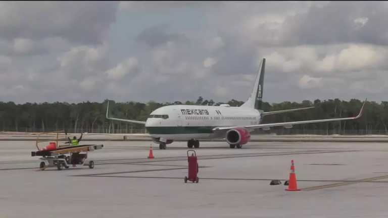 El primero inaugural de Mexicana de Aviación que despegó hoy, 26 de diciembre de 2023, del AIFA aterrizó en el Aeropuerto Internacional de Tulum después de ser desviado a Mérida por malas condiciones meteorológicas