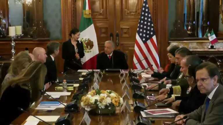 El presidente Andrés Manuel López Obrador se reúne en Palacio Nacional con Antony Blinken, secretario de Estado de EUA, y Alejandro Mayorkas, secretario de Seguridad estadounidense