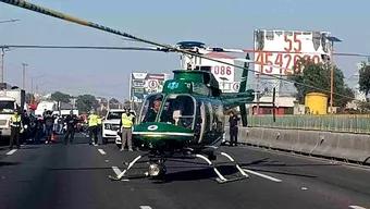 FOTO: Helicóptero Traslada a Soldado por Volcadura en la México-Pachuca