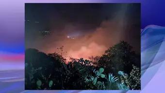 Policía Estatal Continúa Apoyando a Sofocar el Incendio Forestal en Cadereyta