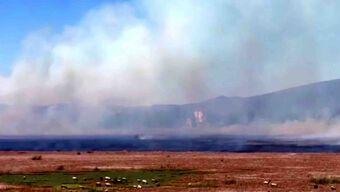 Foto: Se Incendian Pastizales en Zona Seca de la Laguna de Yuriria, en Guanajuato