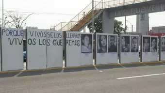 Camellón de la Av. Cuauhtémoc con fotos de personas desaparecidas en Veracruz