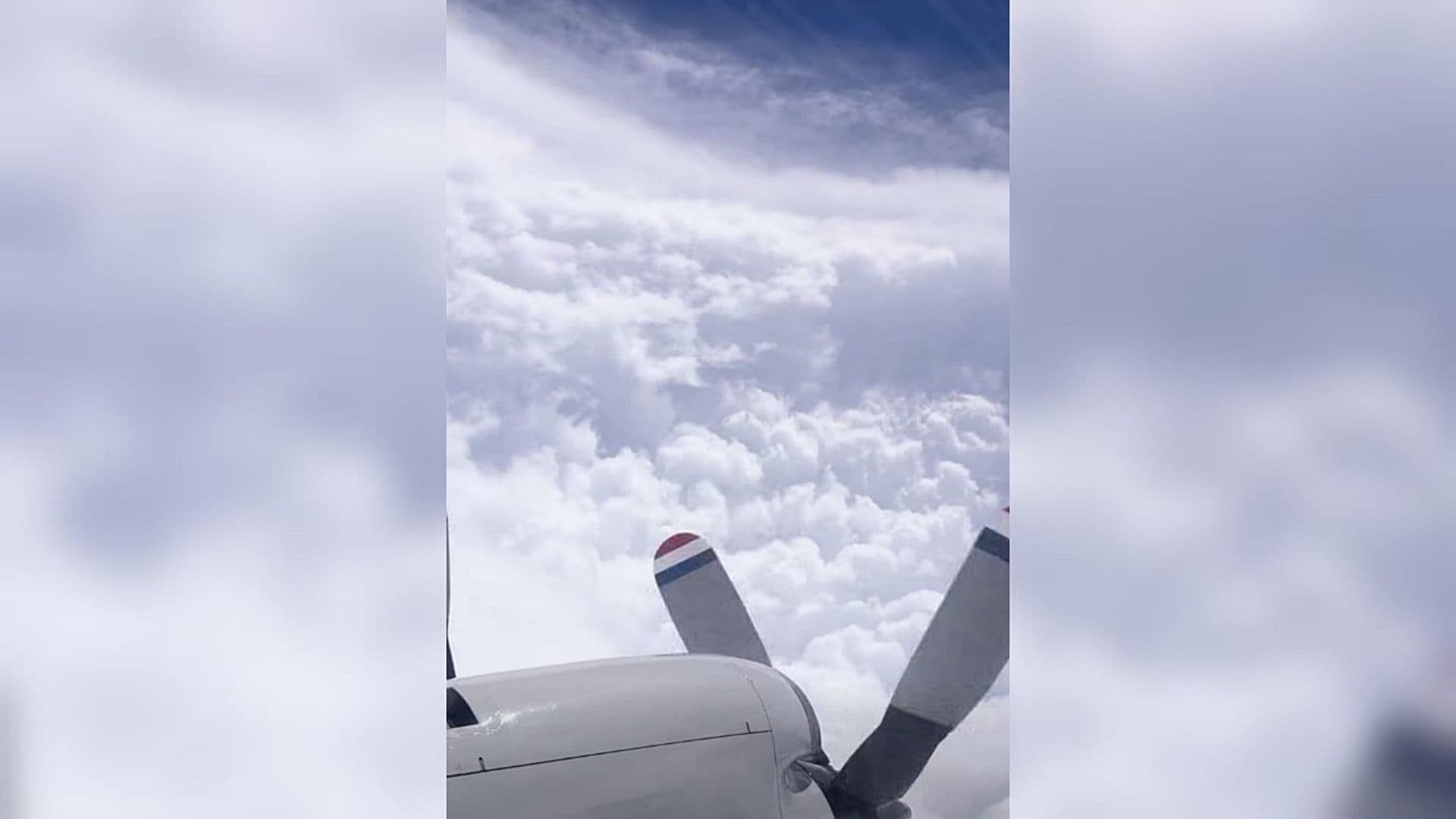 Avión cazahuracanes en el interior del ciclón Polo frente a costas de México. Foto: Facebook NOAAHurricaneHunters